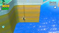 Luigi swimming in an invisible pool of water in Super Bell Hill due to a glitch in Super Mario 3D World