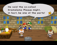 Luigi mentioning the Dramalama Plaque.