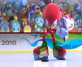 Knuckles competing in the event in the game's opening.