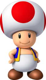 Artwork of Toad in New Super Mario Bros. Wii (also used in New Super Mario Bros. 2 and Mario & Sonic at the Rio 2016 Olympic Games)