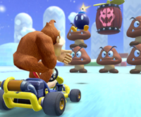 Thumbnail of the Birdo Cup challenge from the 2023 Sundae Tour; a Goomba Takedown challenge set on RMX Vanilla Lake 2