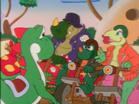 Yoshi with the Dino Riders.