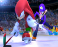 Waluigi and Knuckles competing in the event in the game's opening.