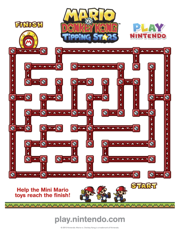 Printable Mario vs. Donkey Kong: Tipping Stars maze activity