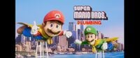 Screenshot of The Super Mario Bros. Movie showing Mario and Luigi laying on stools and wearing capes