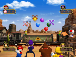 Mario scoring a point in Toad's Quick Draw in Mario Party 4.