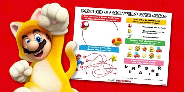 Banner of a printable Super Mario 3D World + Bowser's Fury activity sheet