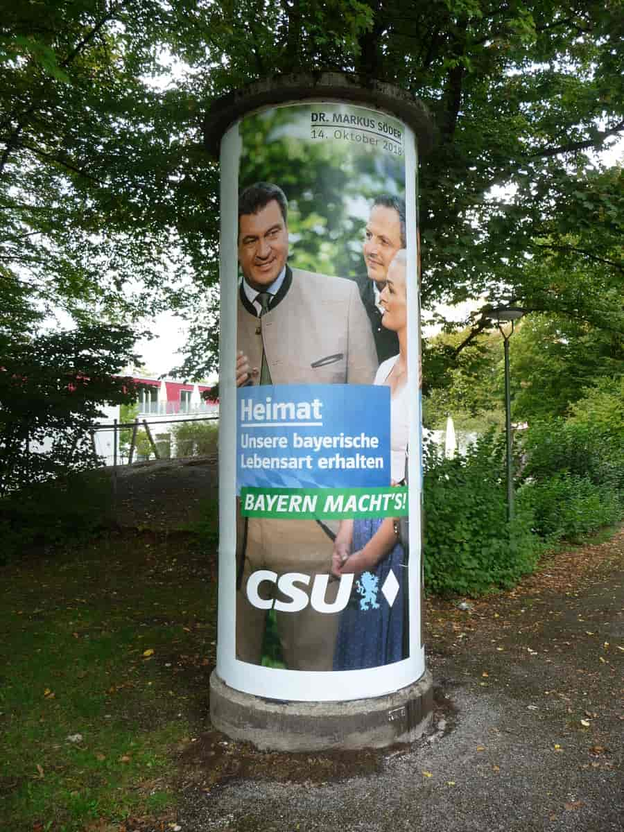 Valgplakat for CSU med Markus Söder, 2018.