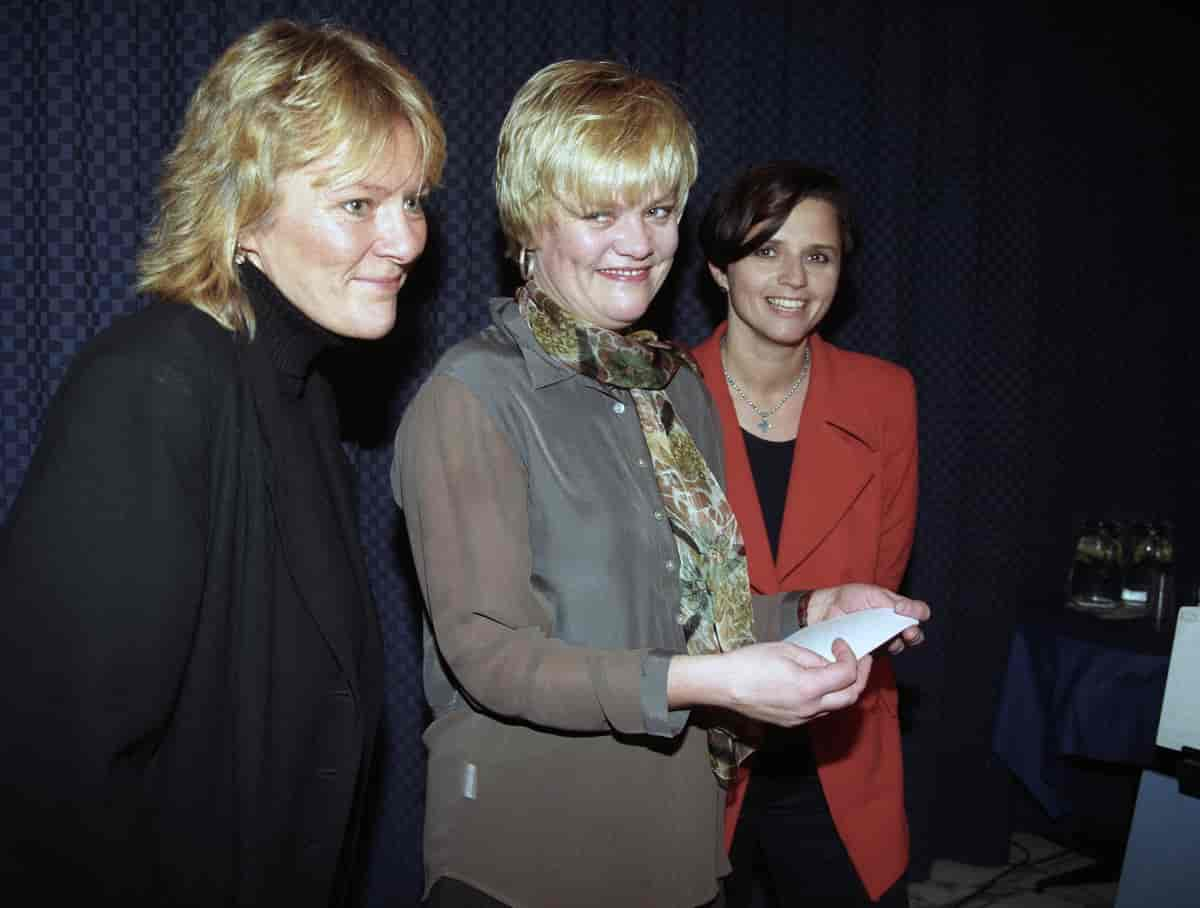 Foto av Kristin Clemet, Kristin Halvorsen og Kristin Aase i 1996