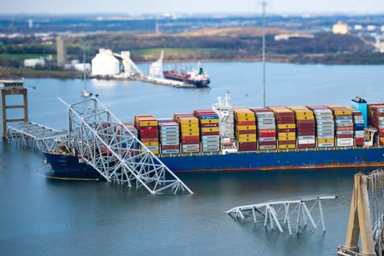 a coast guard air station elizabeth city mh-60 jayhawk crew conducts an overflight assessment of the francis scott key bridge collapse in baltimore maryland march 29 2024