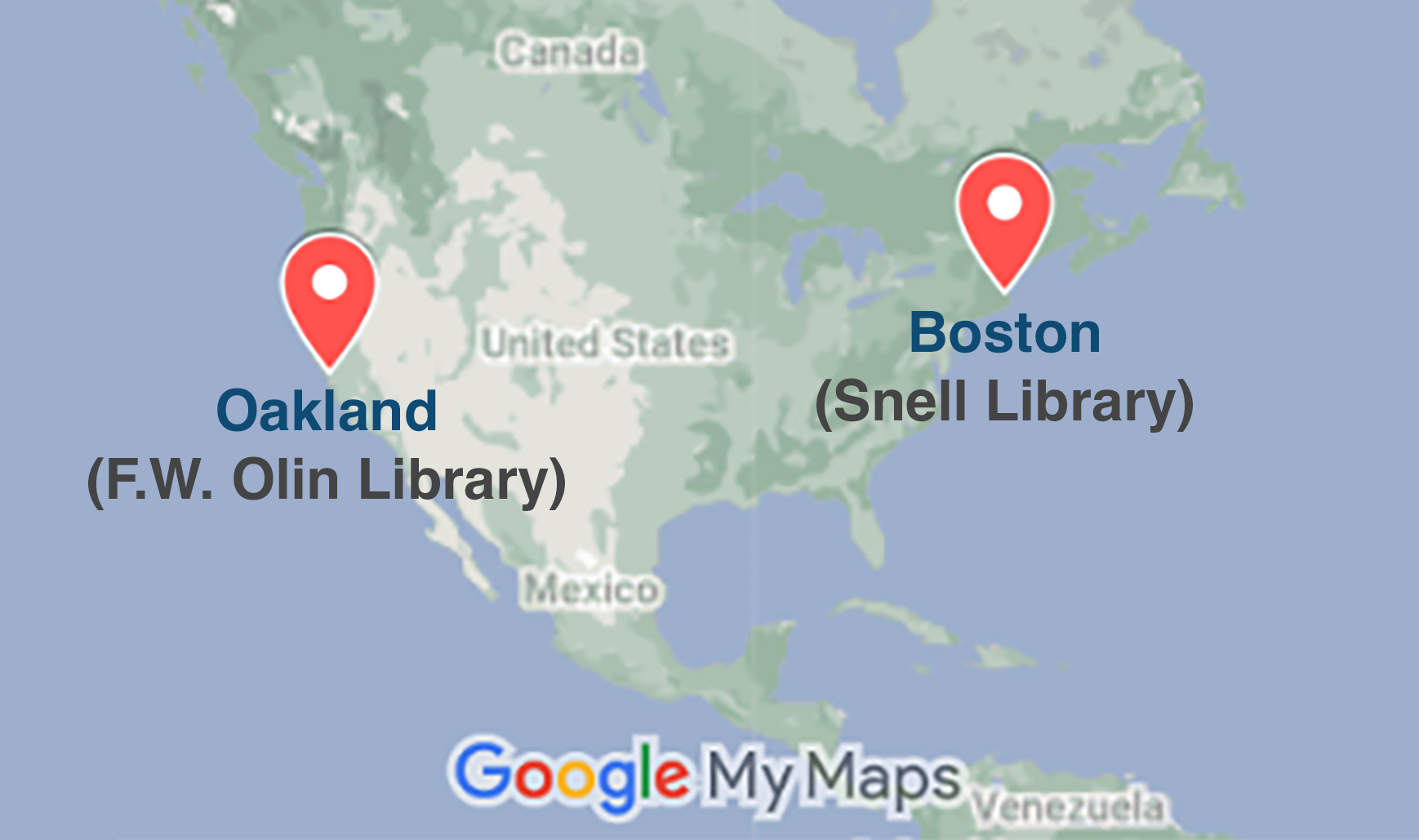 View all Northeastern University Library Locations on Google Maps