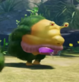 An Emperor Bulblax licking its lips after eating Pikmin.