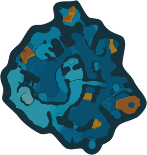 Radar map of the Primordial Thicket, rotated to be north-up and with bodies of mud composited in.