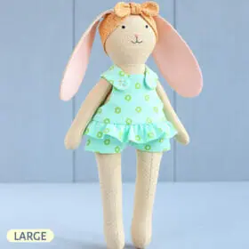 Handmade bunny stuffed animal with clothes