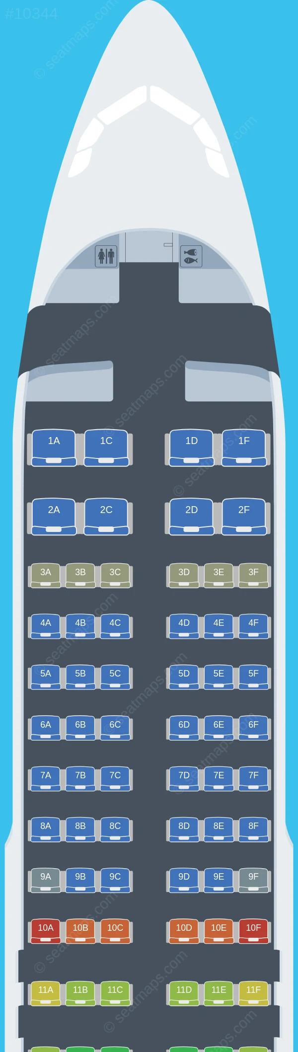 Myanmar Airways International Airbus A320-200 V.1 seatmap preview