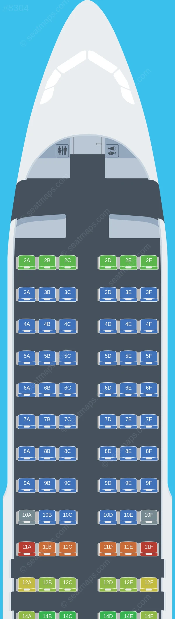 Fly2Sky Airbus A320-200 V.2 seatmap preview