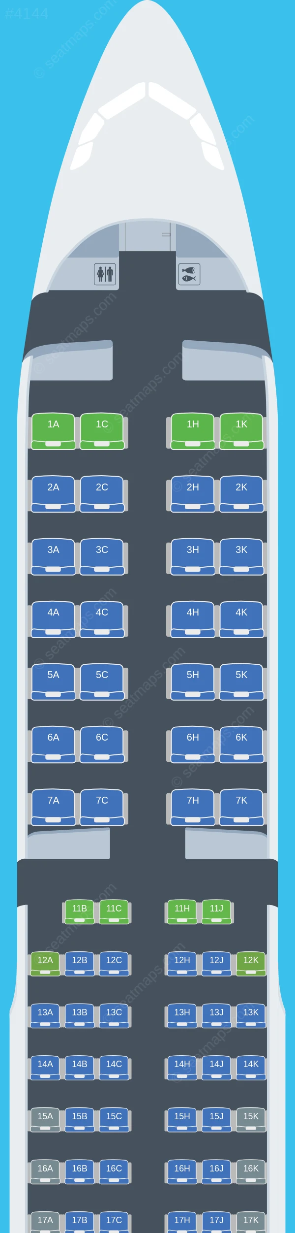 Air Astana Airbus A321-200 seatmap preview