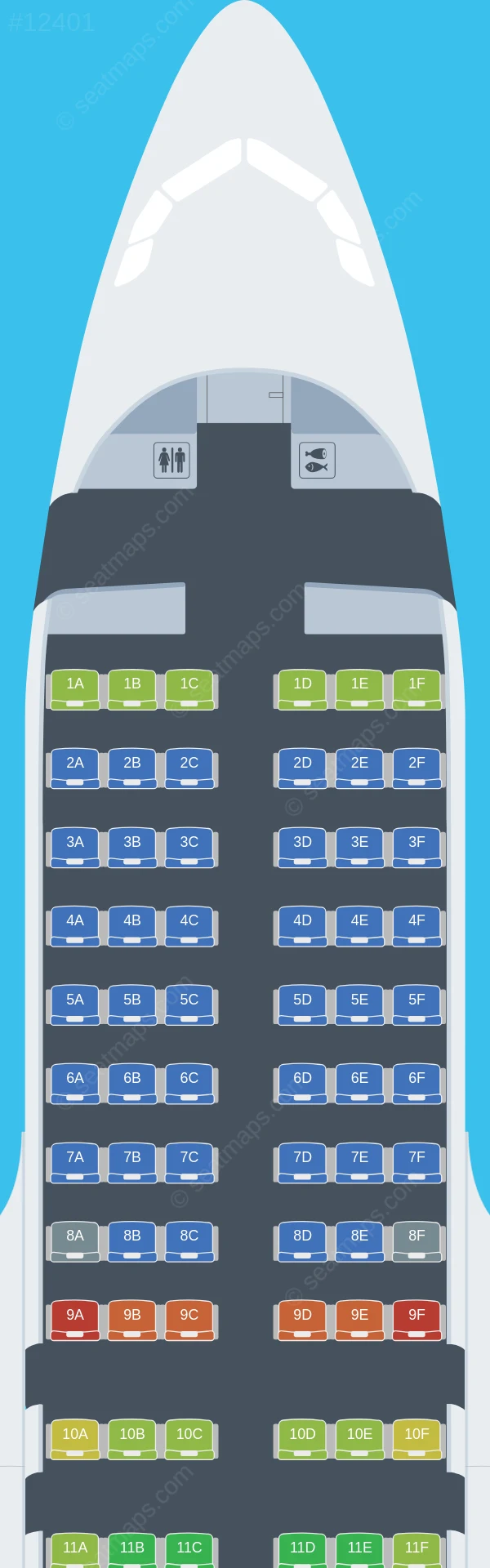 Fly Lili Airbus A319-100 seatmap preview