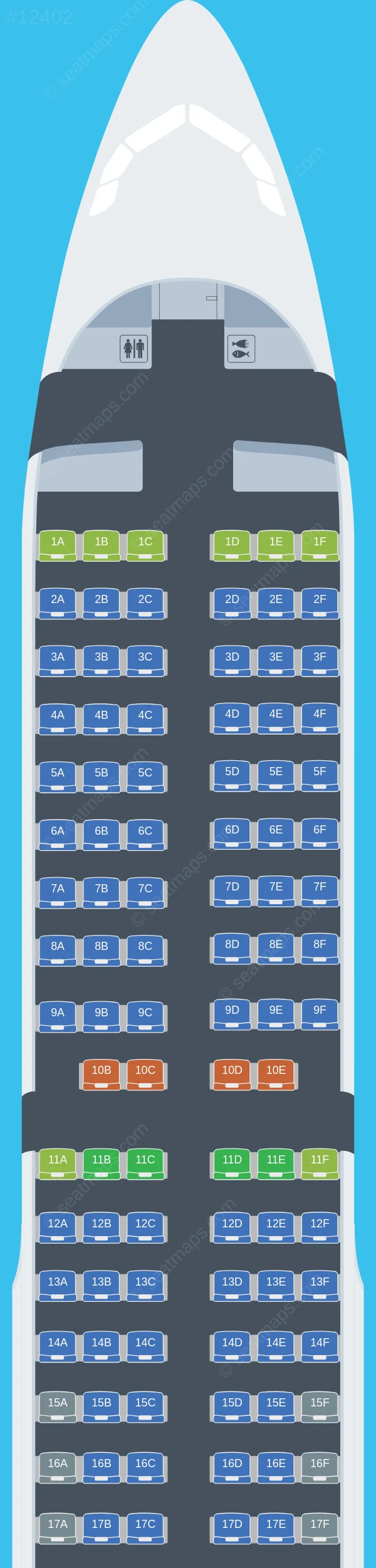 Fly2Sky Airbus A321-200 seatmap preview