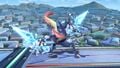 Greninja using it’s up smash on the stage.