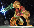 Samus's arm cannon flashes at the end, a sign that her Charged Shot is fully charged.