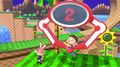 Villager caught by the Arcade Bunny's claw on the stage in Ultimate.