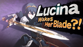 Lucina wielding the Parallel Falchion in her SSB4 splash screen.