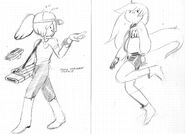 Princess Bubblegum (left) concept sketches for "Varmints"