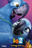 Rio 2 poster, featuring Blu and Jewel.