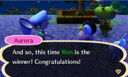 Declaring the player as the winner for hide-and-seek, in New Leaf