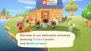 Celebration of Nook's Cranny in New Horizons.