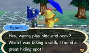 Egbert asking a player if they want to play hide-and-seek