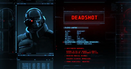 Deadshot's Profile in Arkham Origins.