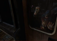 Deadshot locked in a train in the Bowery by Batman.