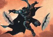 Batman lançant des batarangs dans les comics