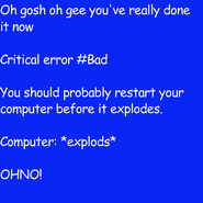 The original Blue Screen of Death image used in the fake error screen of Baldi's Basics Classic Remastered.