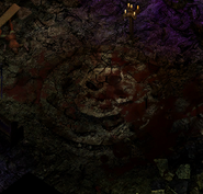 A desecrated Bhaal symbol on the floor of Cyric's Temple