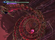 Bayonetta falling through spirals of Scolopendra in Bayonetta 2.