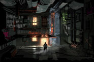 Enviromental concept art for Siren Alley.