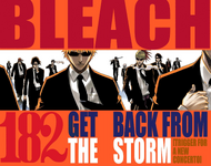 The color spread cover of chapter 182, featuring several male characters in suits and ties.