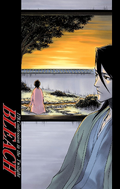 The color cover of chapter 179, featuring Byakuya Kuchiki and Hisana Kuchiki.