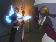 Uryū confronts Mayuri.