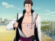 The Hōgyoku embedded in Aizen's chest.