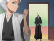 Hitsugaya brings Izuru to see Rangiku.