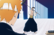 Kirinji prepares to launch Ichigo Kurosaki to his personal city.