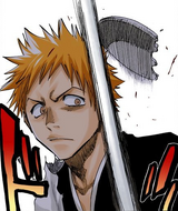 Ichigo has his mask slashed off by Hōzuri.