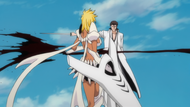 Aizen attacks Harribel.