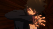 Dabi prepares to defend himself.