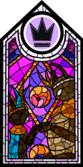 Her and her husband on a stained glass window.