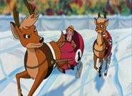 Arrow racing Rudolph in the Sleigh Race.